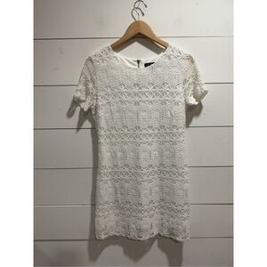 Lulus White Lace Overlay Short Sleeve Mini Dress Size M